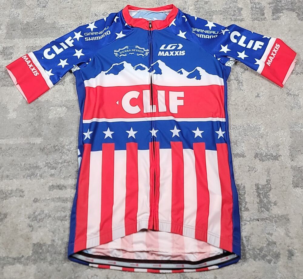 Louis Garneau MEN'S Flag Cliff FullZip 3 Pouch Back Pockets Cycling Jersey Sz L
